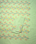 Green Cross-Stitch Queen Size Bedsheet - Pure Cotton - 90 x 108 inches