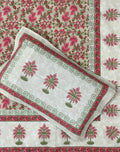 Pink Garden Super King Bedsheet - Jaipuri Pure Cotton (108 x 108 inches)