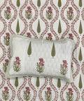 Pink Lotus Trail Super King Size Bedsheet - Jaipuri Pure Cotton (108 x 108 inches)
