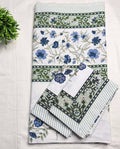 Blue Blossom Garden King Size Bedsheet (100 x 108) – Pure Cotton