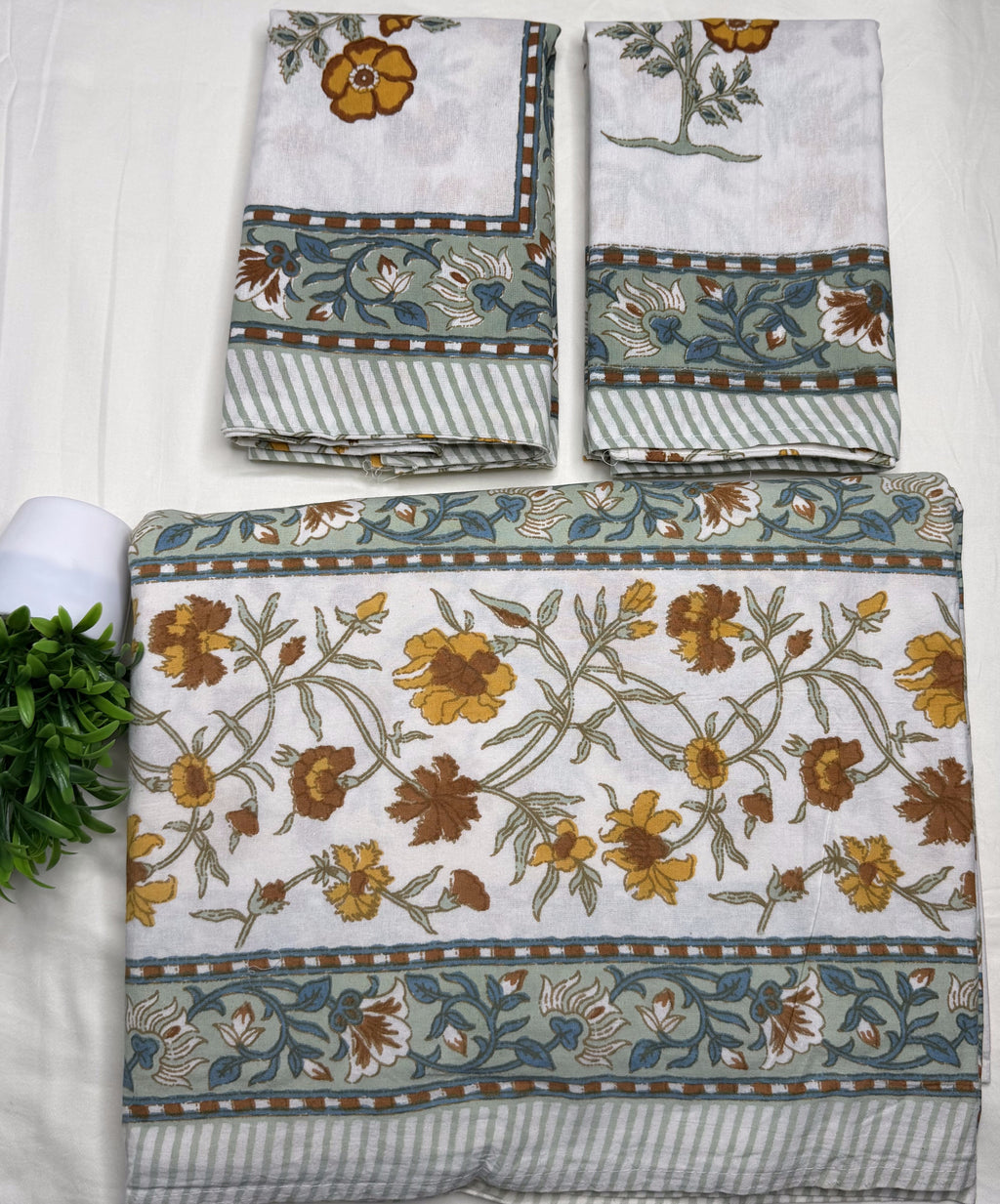 Mustard Blossom Garden King Size Bedsheet (100 x 108) - Pure Cotton