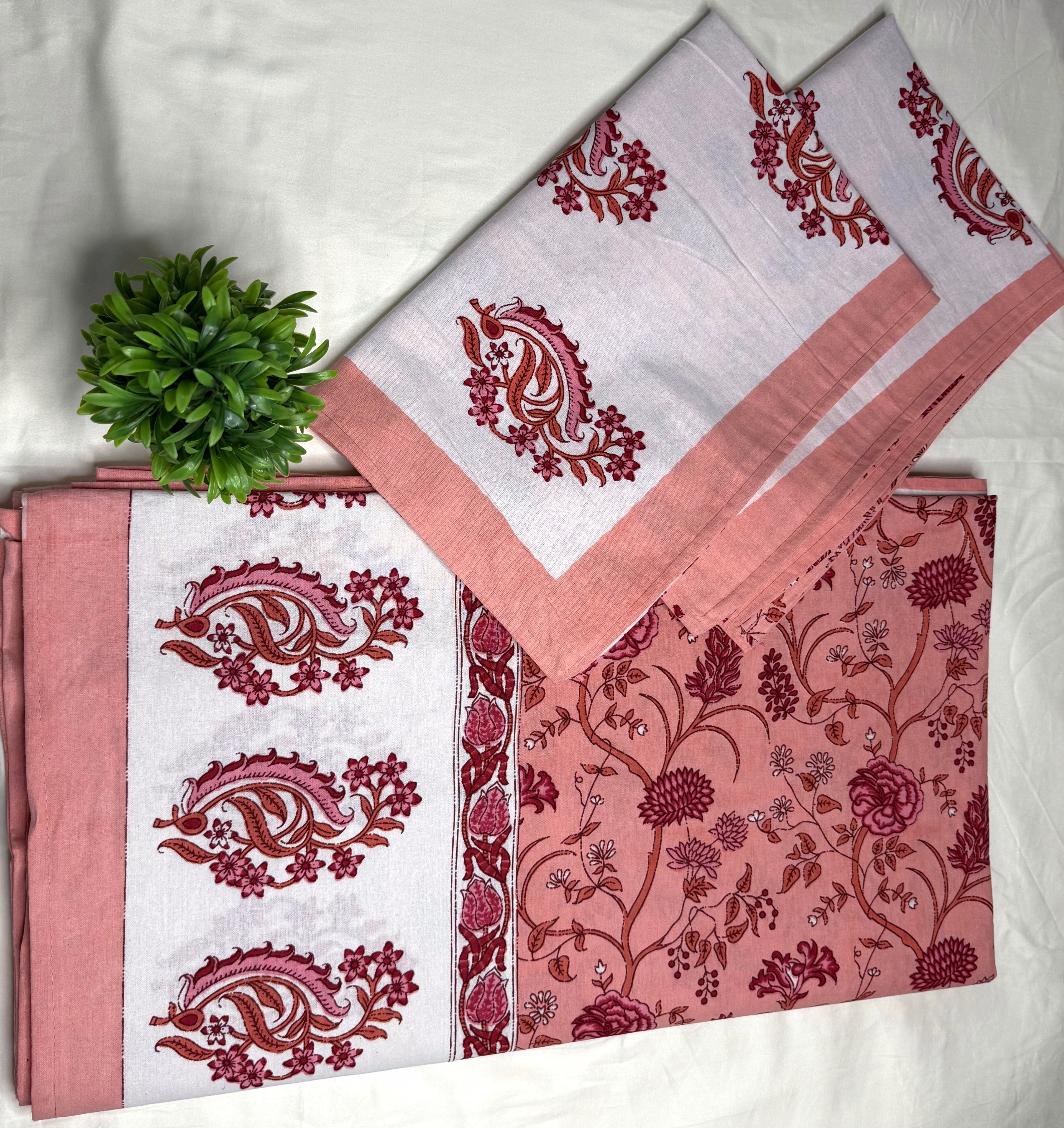 Blush Paisley Garden King Size Bedsheet (100 x 108) - Pure Cotton