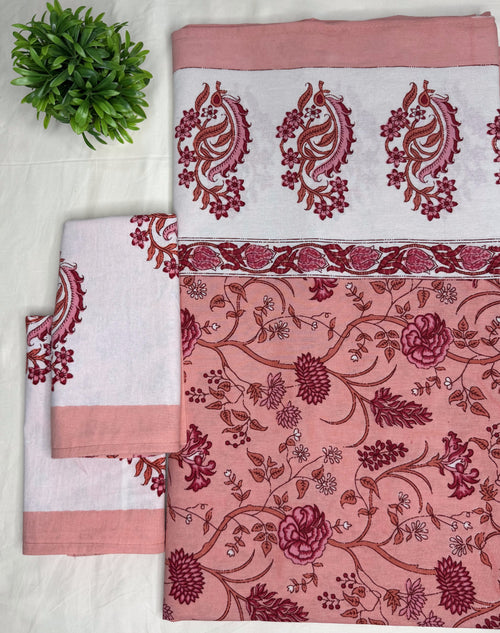 Blush Paisley Garden King Size Bedsheet (100 x 108) - Pure Cotton