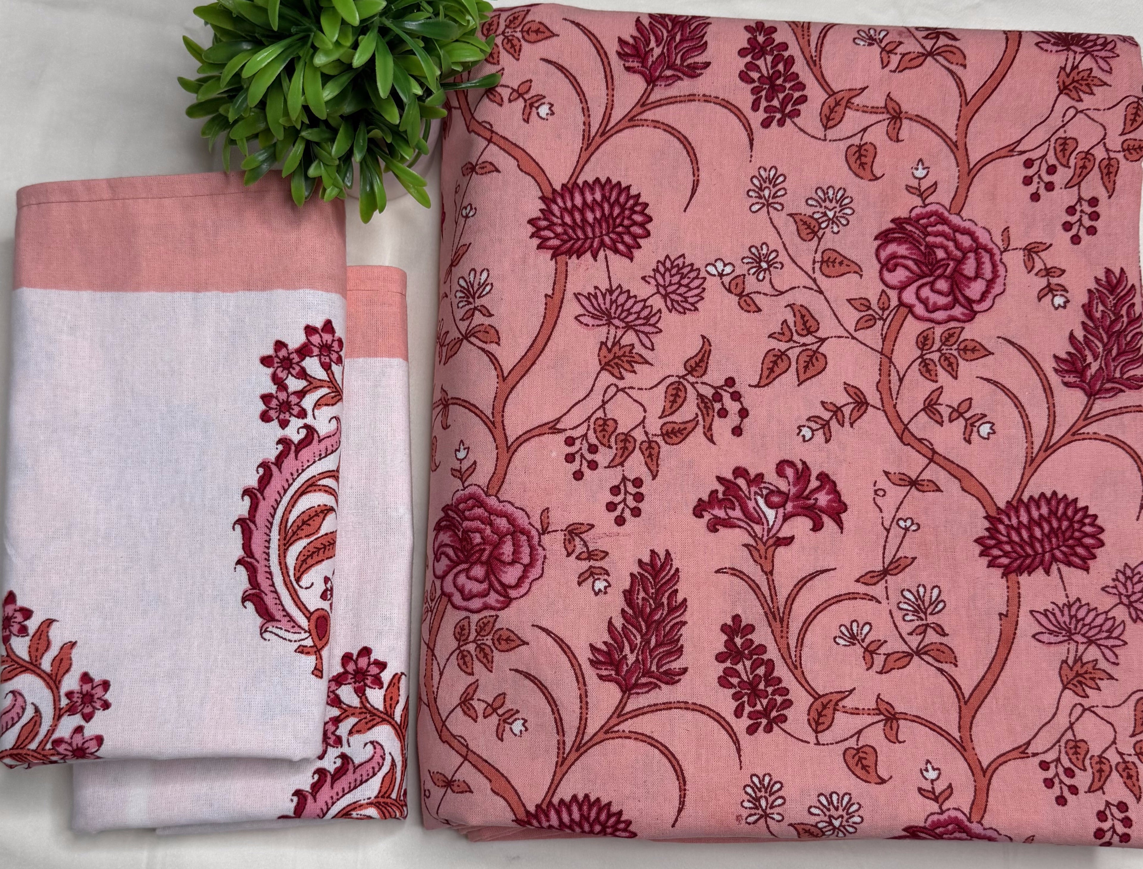 Blush Paisley Garden King Size Bedsheet (100 x 108) - Pure Cotton