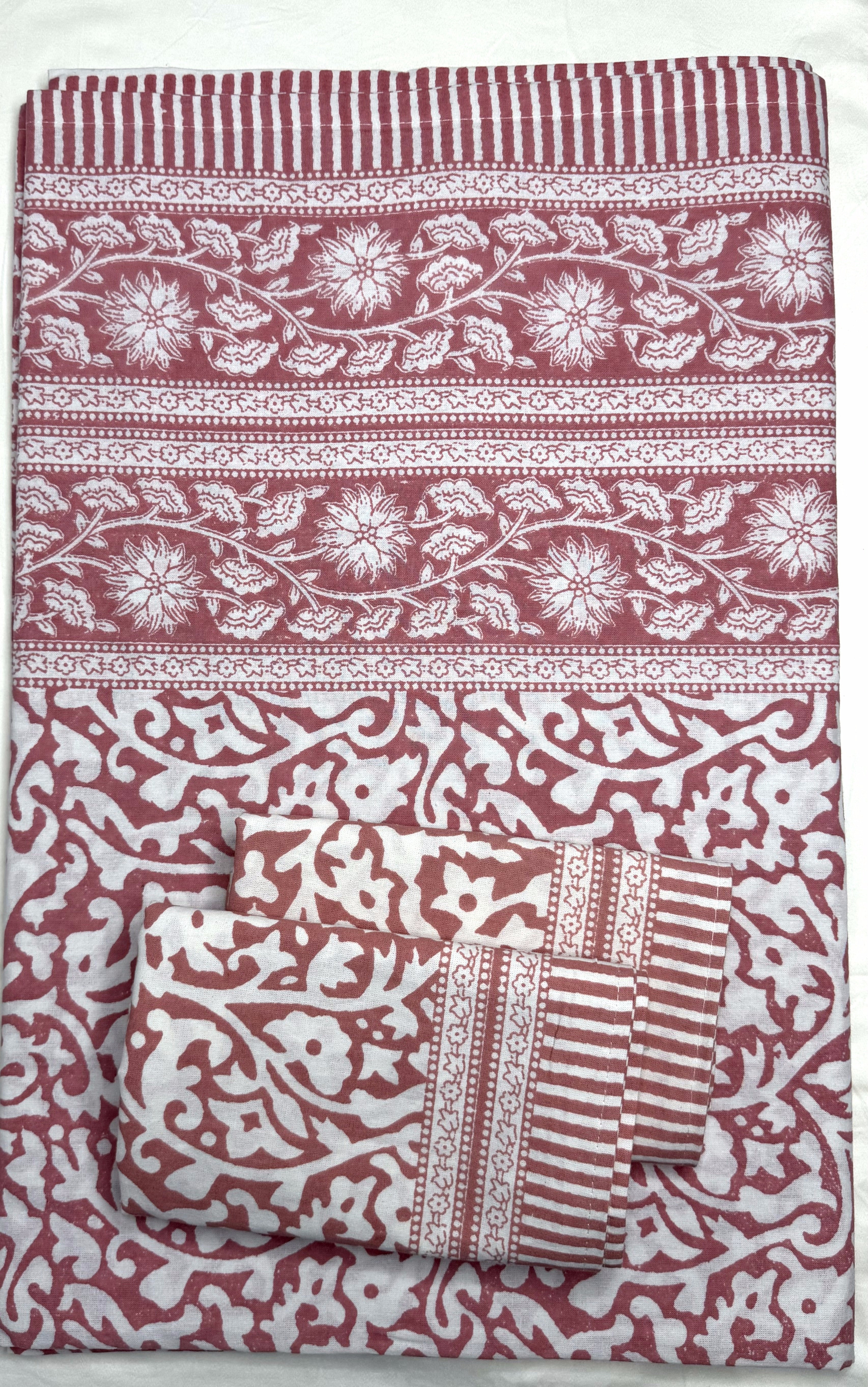 Rose Vine Garden King Size Bedsheet (100 x 108) - Pure Cotton