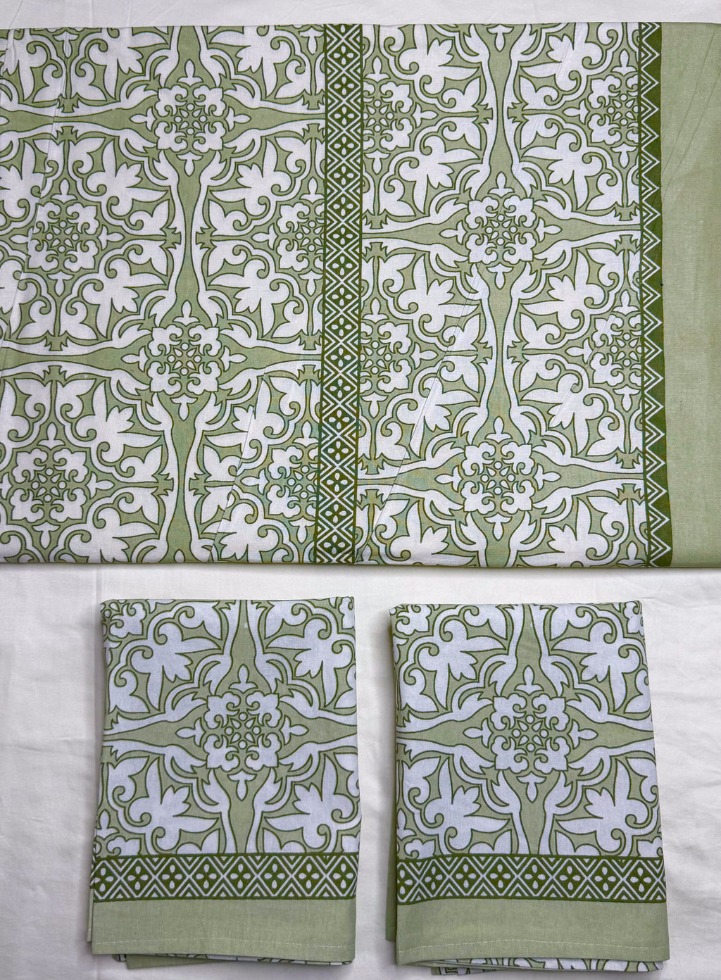 Olive Heritage Garden King Size Bedsheet (100 x 108) - Pure Cotton