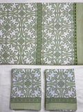 Olive Heritage Garden King Size Bedsheet (100 x 108) - Pure Cotton
