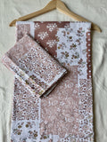 Mocha Garden Floral King Size Bedsheet - Premium Pure Cotton (108 x 108 inches)