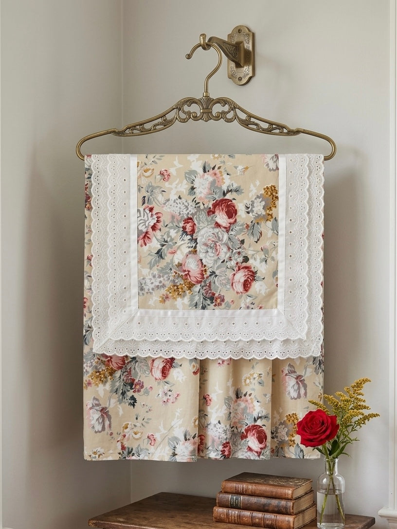 Vintage Rose Lace Bedsheet - Super King Size (108 x 108 inches)