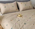 Butterfly Bloom Embroidered King Size Bedsheet (108 x 108) – Soft Beige, 100% Cotton (350 TC)