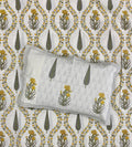 Yellow Lotus Trail Super King Size Bedsheet - Jaipuri Pure Cotton (108 x 108 inches)