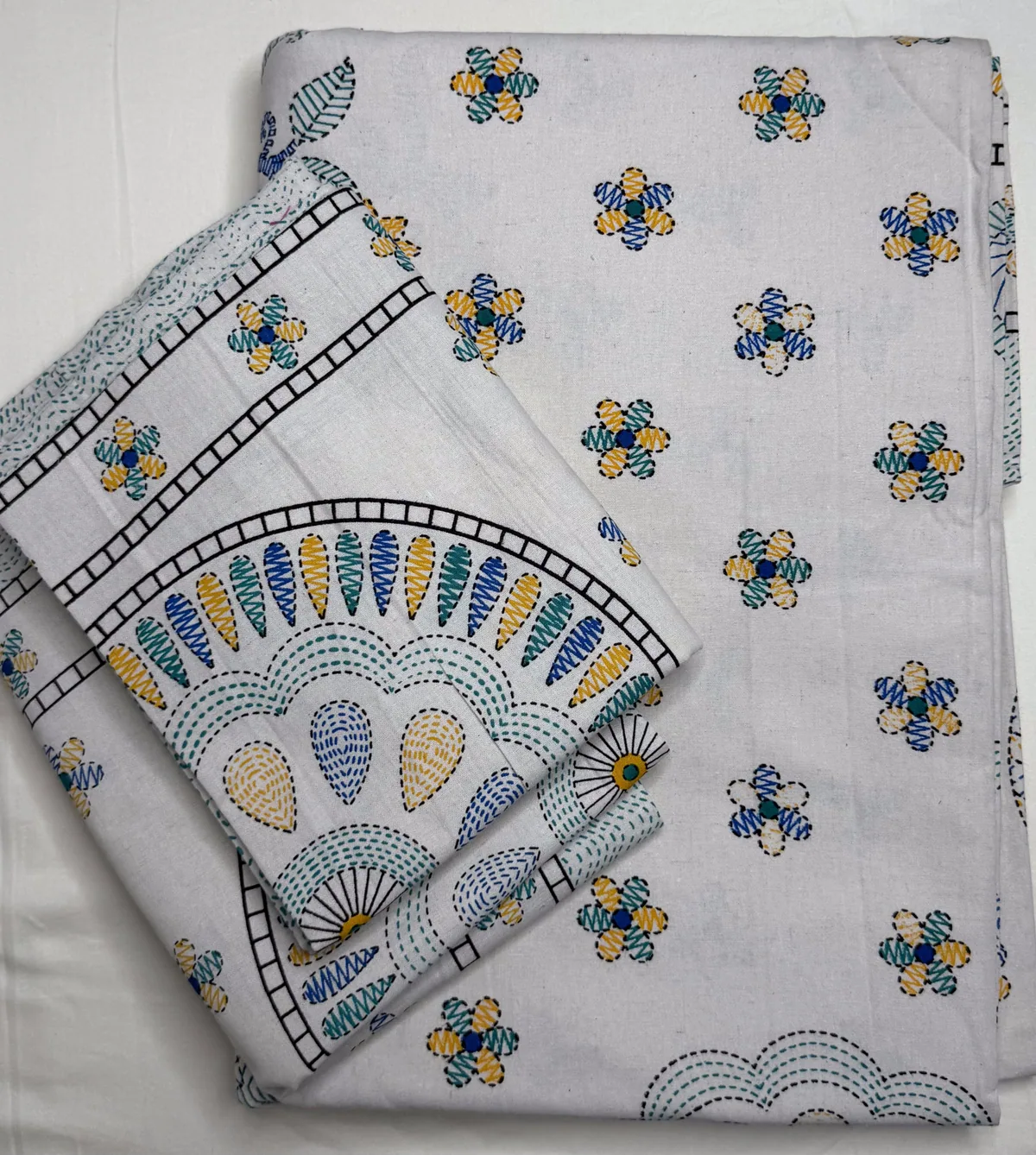 View 2 of teal floral bedsheet