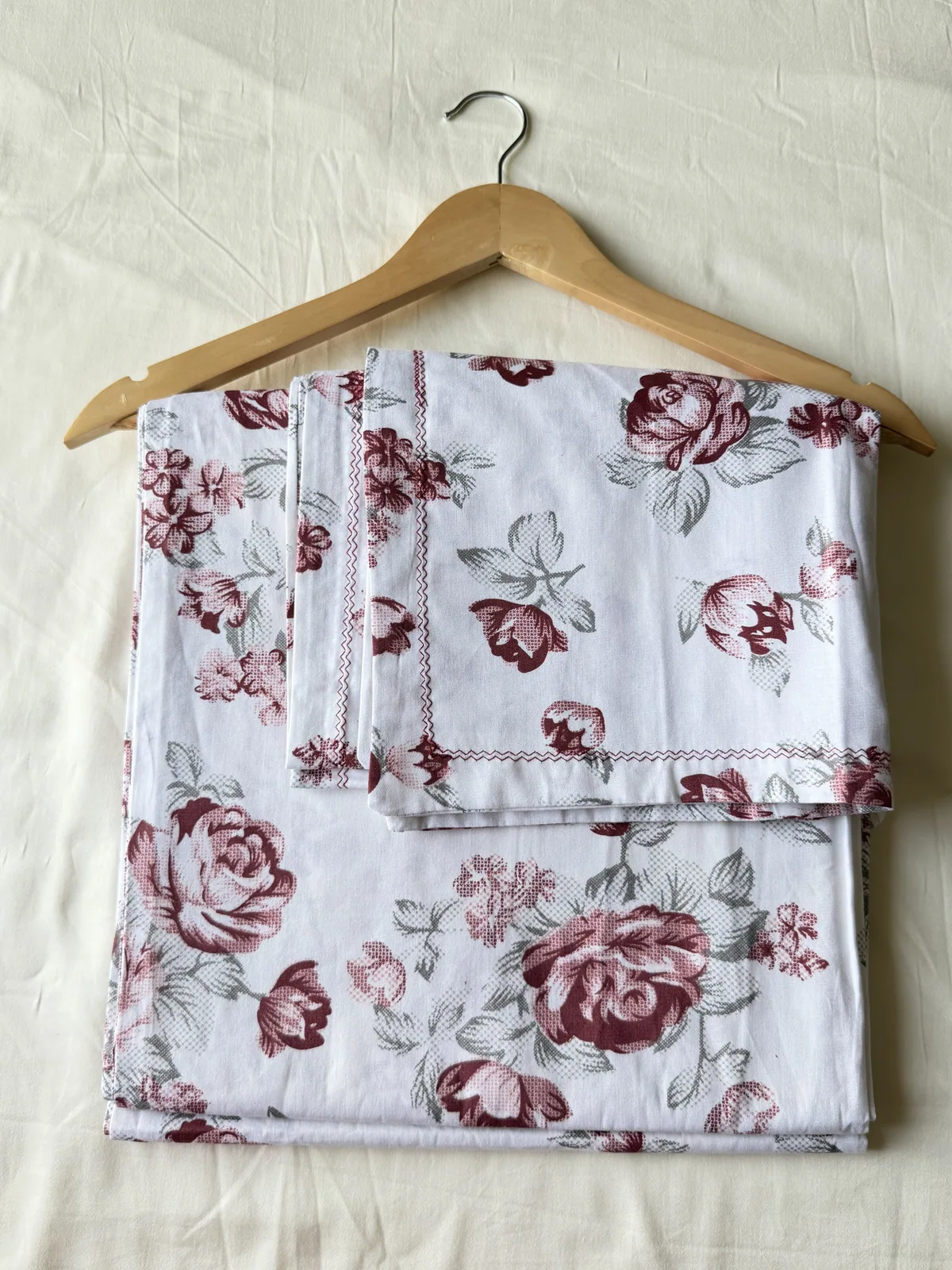 Full view 1 of white floral bedsheet