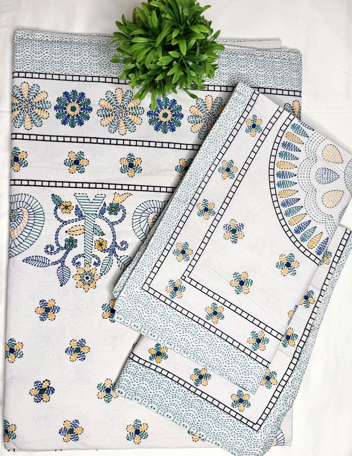 View 3 of teal floral bedsheet