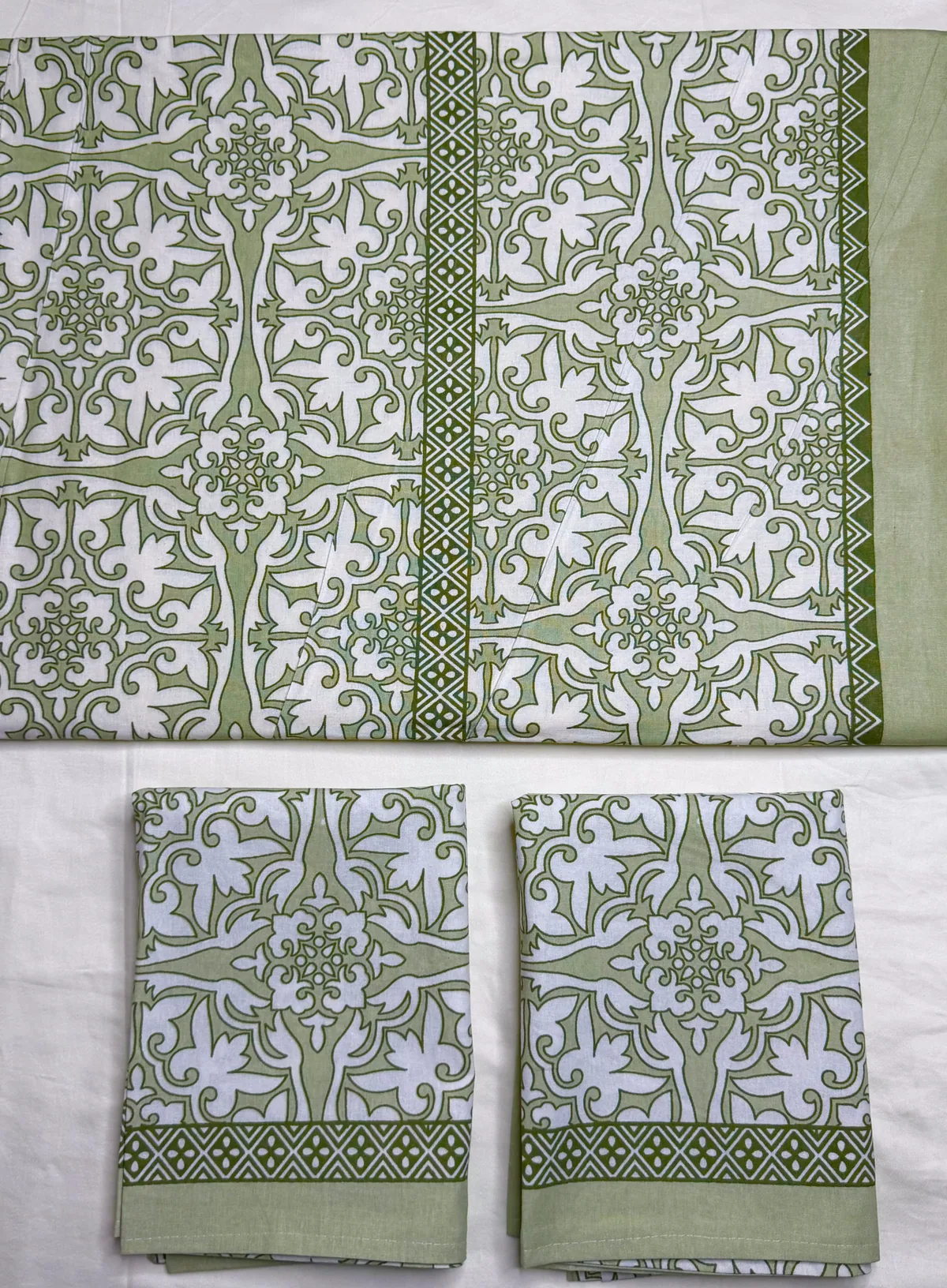 Full view 1 of olive floral bedsheet
