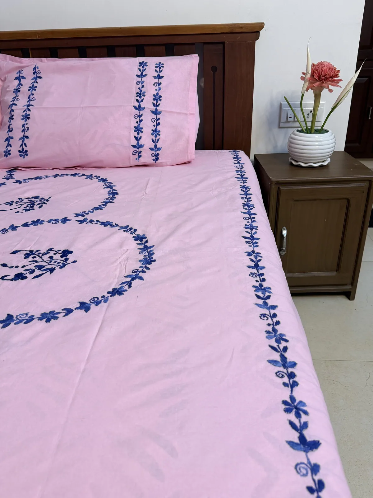 View 2 of blue floral bedsheet
