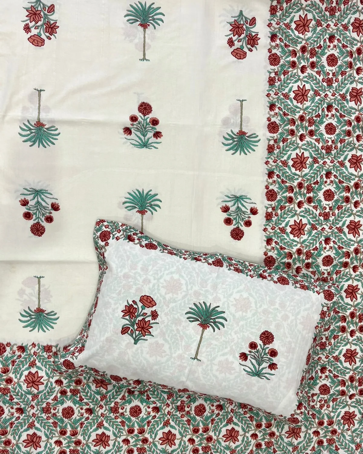 Full view of maroon floral bedsheet