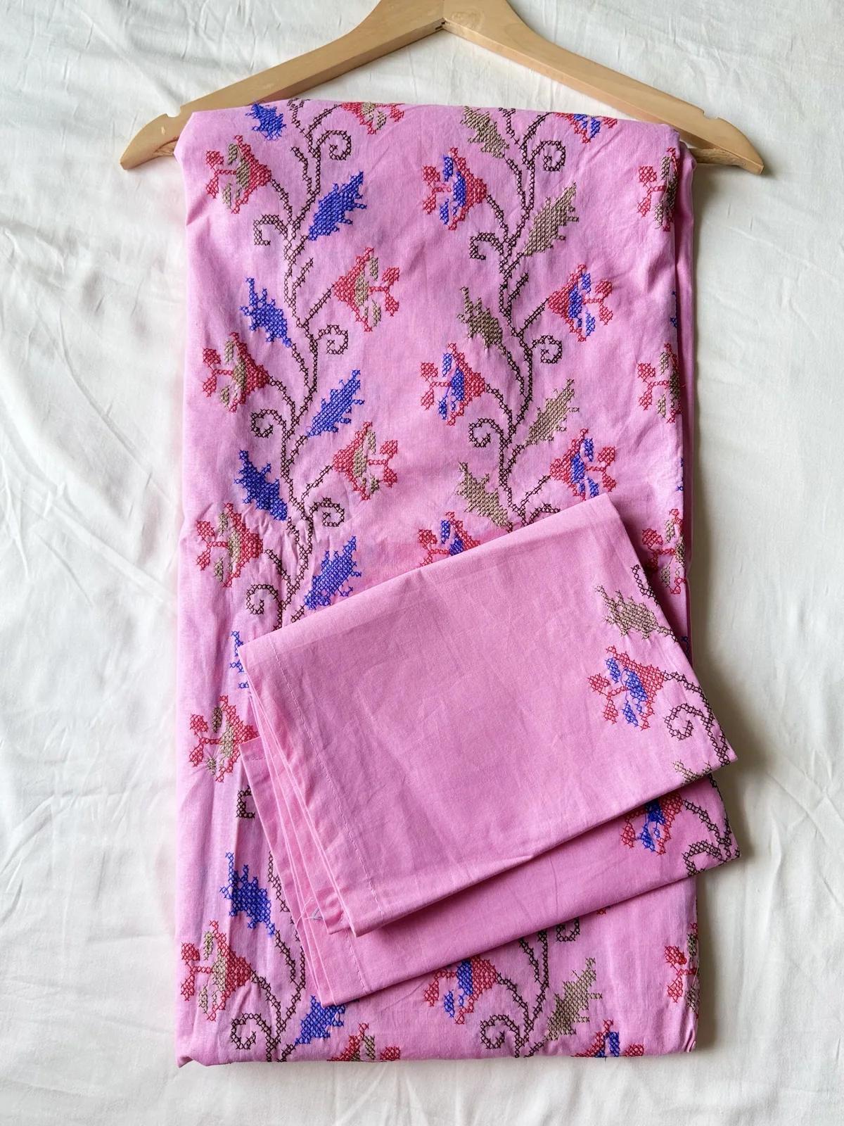 Full view 1 of blush floral bedsheet
