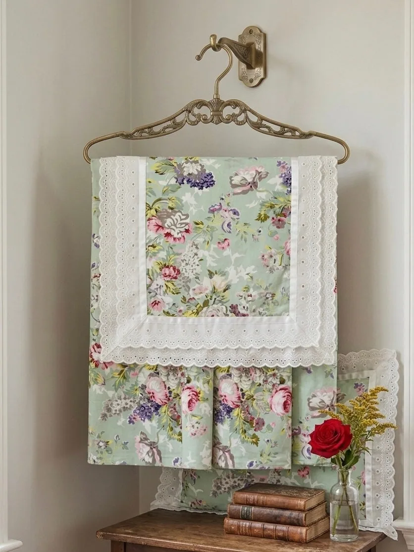 Full view of mint floral bedsheet