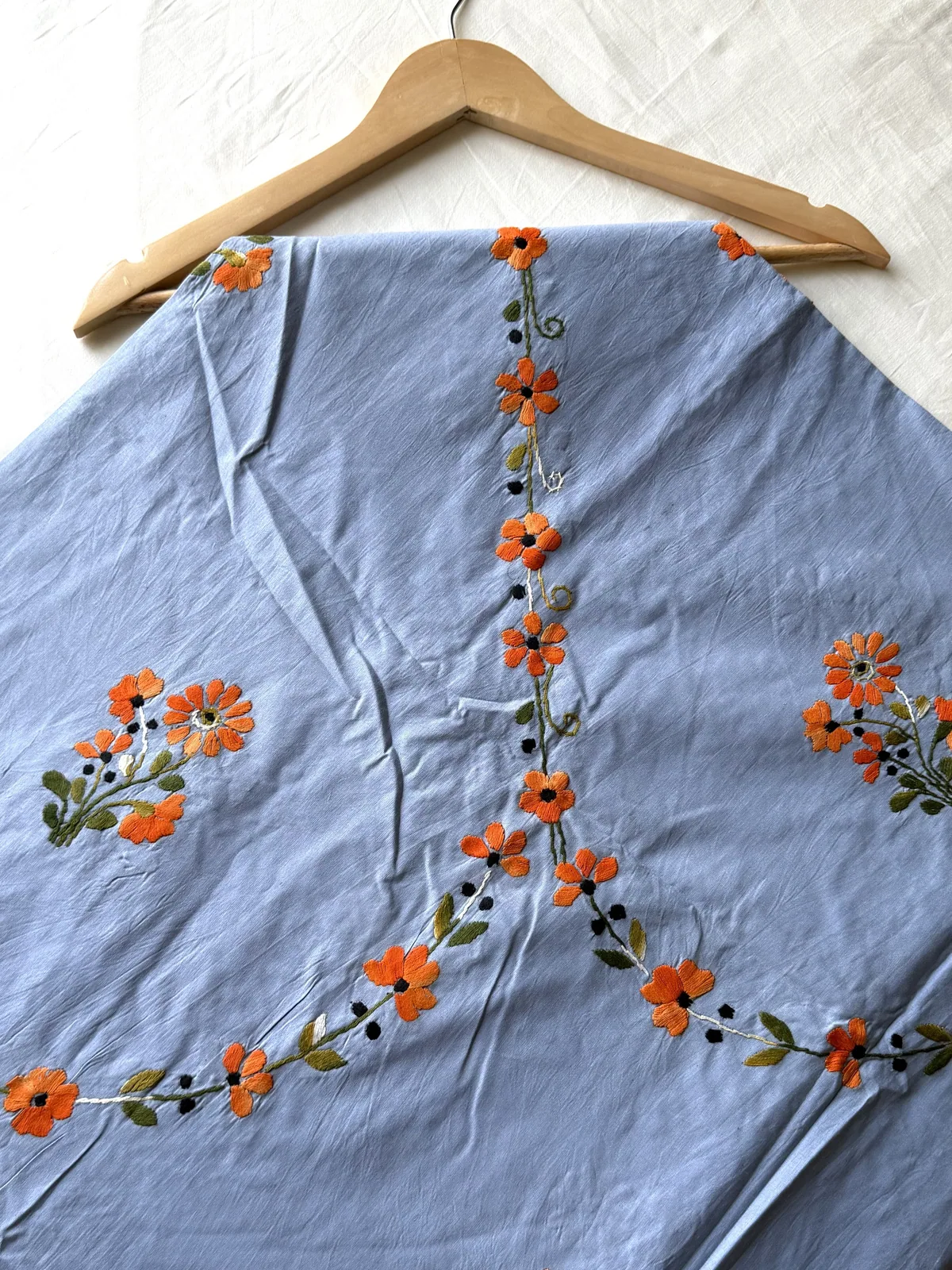 Full view 1 of blue floral bedsheet