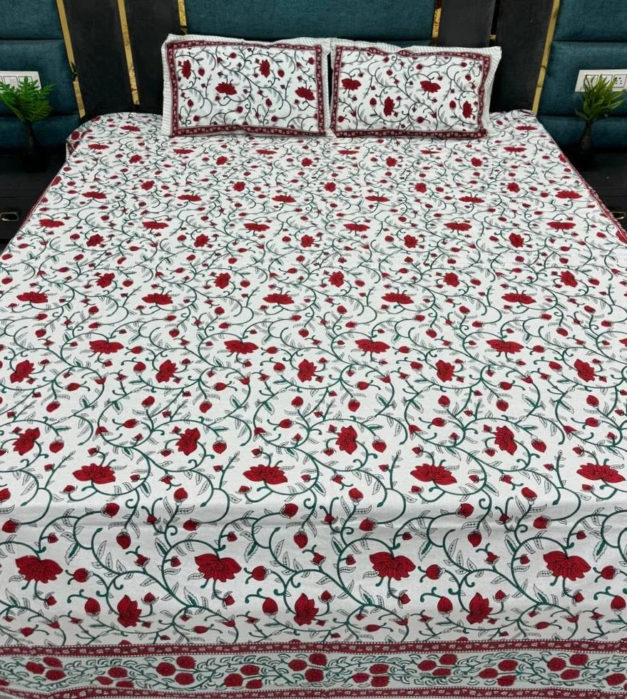 View 3 of crimson floral bedsheet