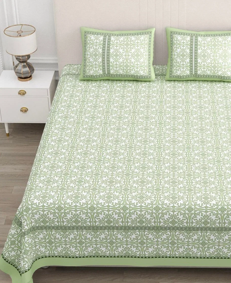 View 3 of olive floral bedsheet