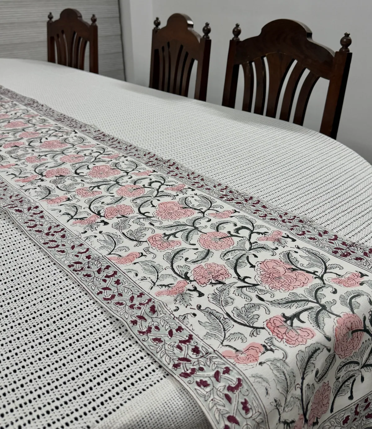 View 2 of blush floral table runner