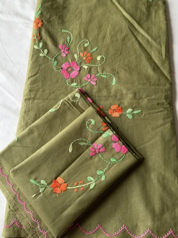 Full view 1 of olive floral bedsheet