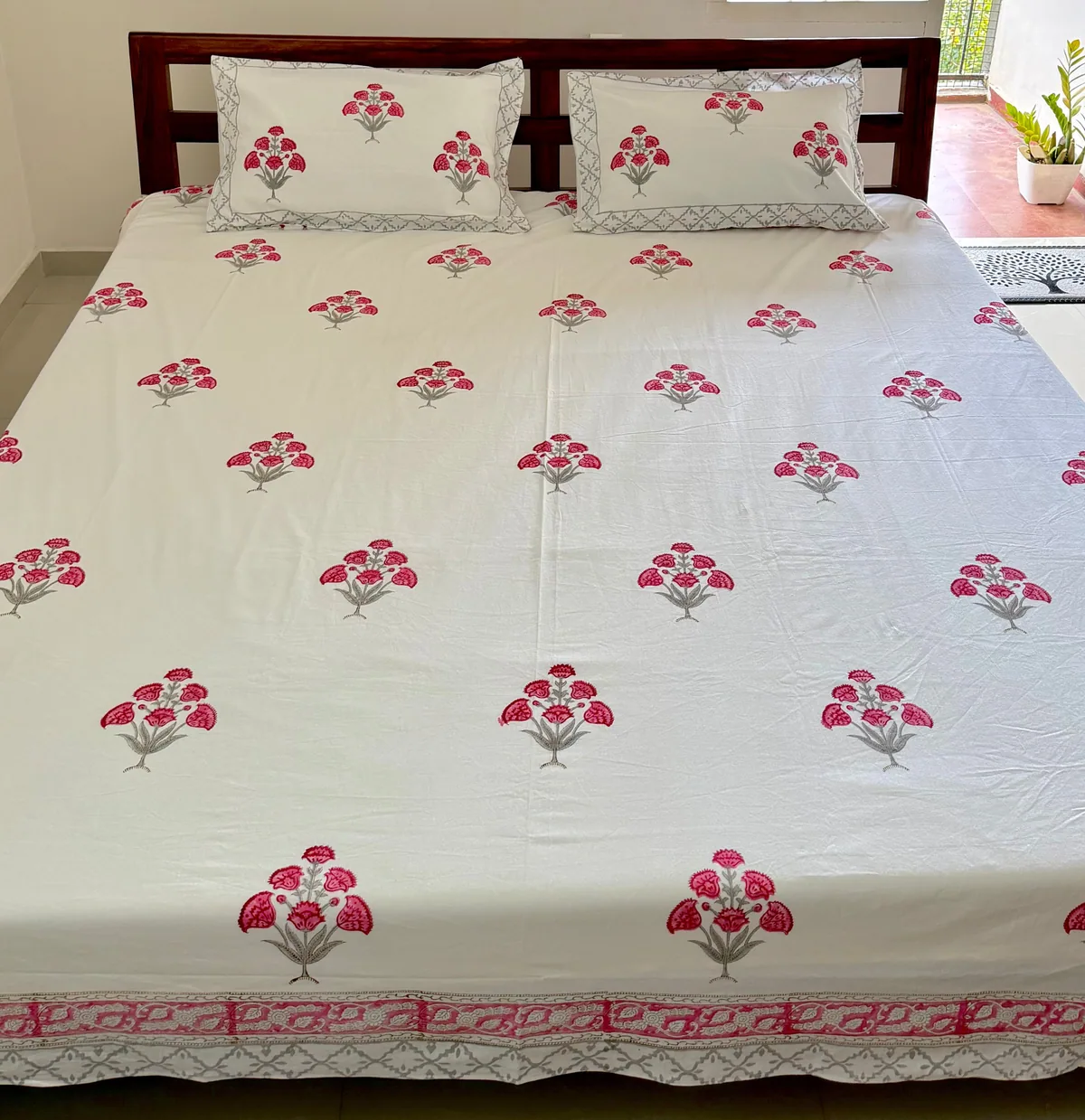 View 4 of pink floral bedsheet